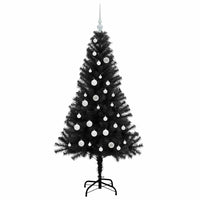 Albero di Natale con 150 LED con supporto Nero 150 cm PVC 3396468
