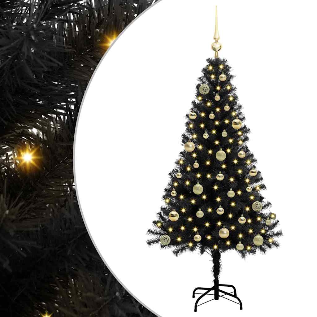Albero di Natale con 150 LED con supporto Nero 150 cm PVC 3396469