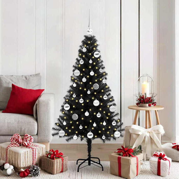 Albero di Natale con 150 LED con supporto Nero 150 cm PVC 3396470