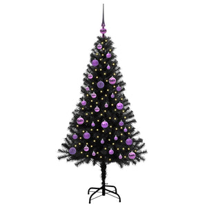 Albero di Natale con 150 LED con supporto Nero 150 cm PVC 3396471