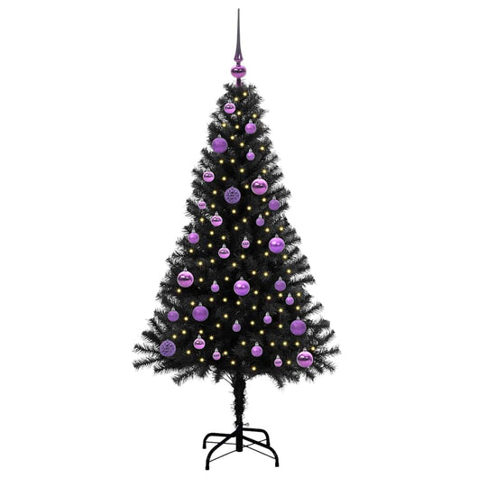 Albero di Natale con 150 LED con supporto Nero 150 cm PVC 3396471