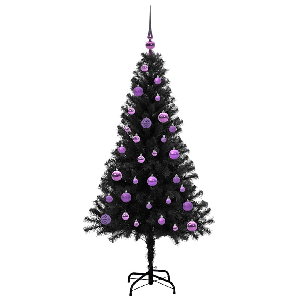 Albero di Natale con 150 LED con supporto-Luci decorative natalizie Nero 150 cm PVC 731432