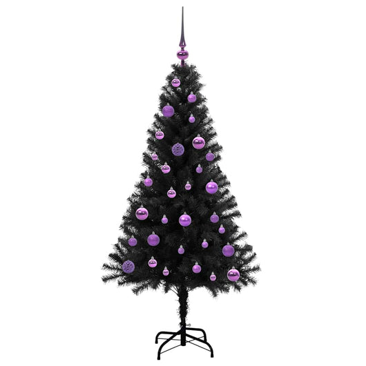 Albero di Natale con 150 LED con supporto-Luci decorative natalizie Nero 150 cm PVC 731432