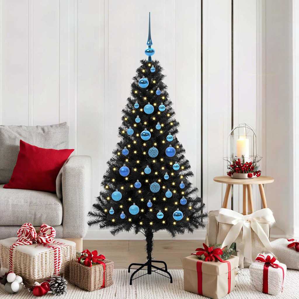 Albero di Natale con 150 LED con supporto Nero 150 cm PVC 3396472