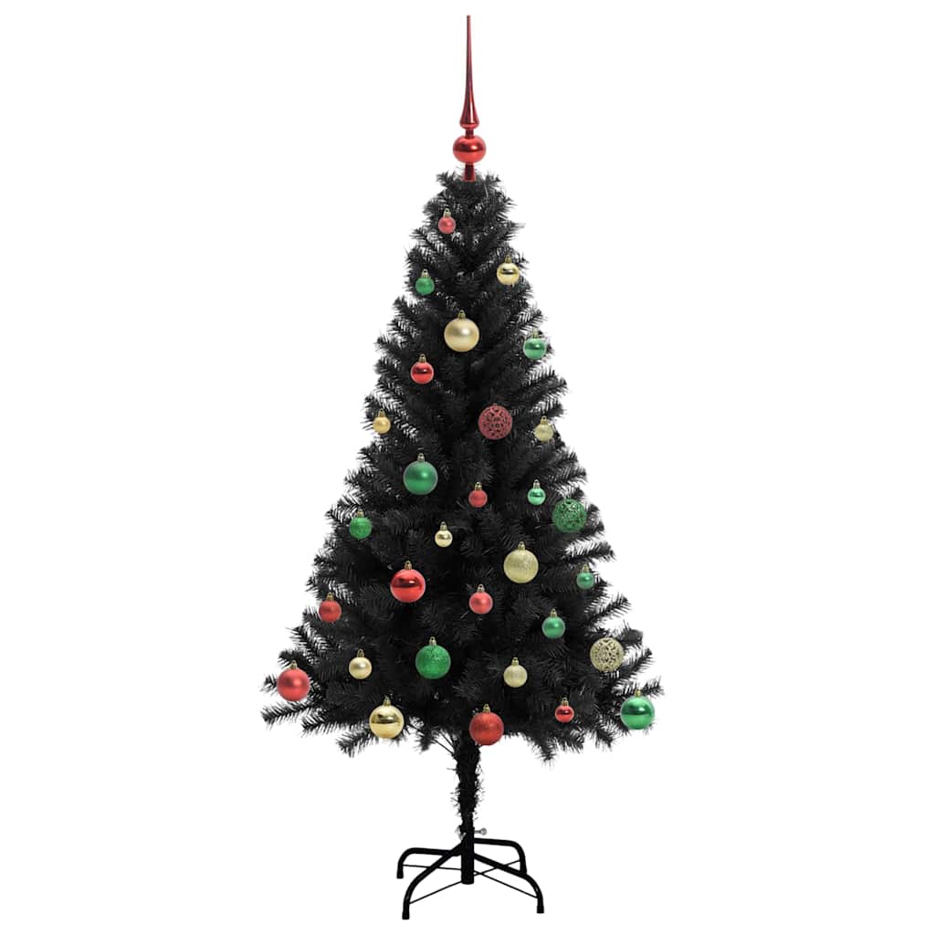Albero di Natale con 150 LED con supporto-Luci decorative natalizie Nero 150 cm PVC 214249