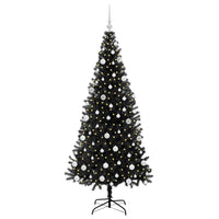 Albero di Natale con 300 LED con supporto-Luci decorative natalizie Nero 180 cm PVC 656746