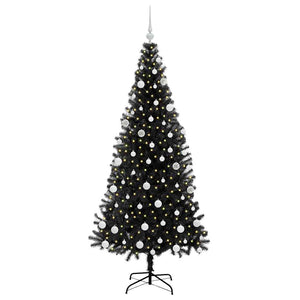 Albero di Natale con 300 LED con supporto-Luci decorative natalizie Nero 180 cm PVC 656746