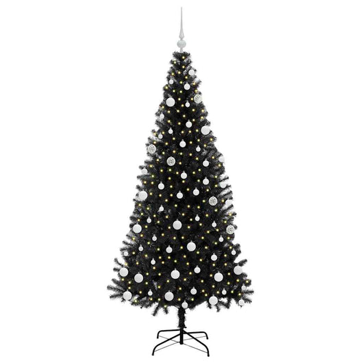 Albero di Natale con 300 LED con supporto-Luci decorative natalizie Nero 180 cm PVC 656746