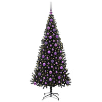 Albero di Natale con 300 LED con supporto-Luci decorative natalizie Nero 180 cm PVC 821632