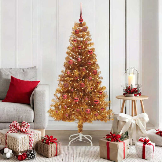 Albero di Natale con 150 LED con supporto Oro 150 cm PET 3396612