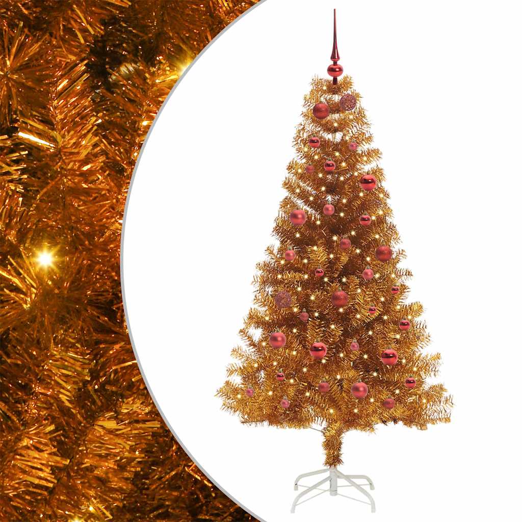 Albero di Natale con 150 LED con supporto Oro 150 cm PET 3396612