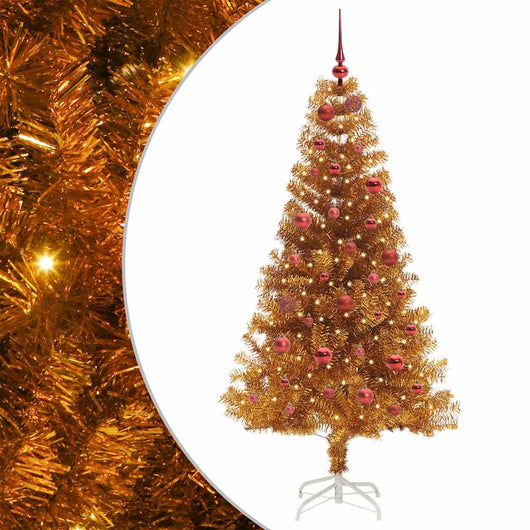 Albero di Natale con 150 LED con supporto Oro 150 cm PET 3396612
