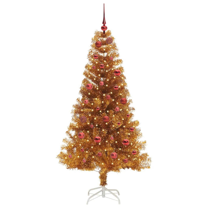 Albero di Natale con 150 LED con supporto Oro 150 cm PET 3396612