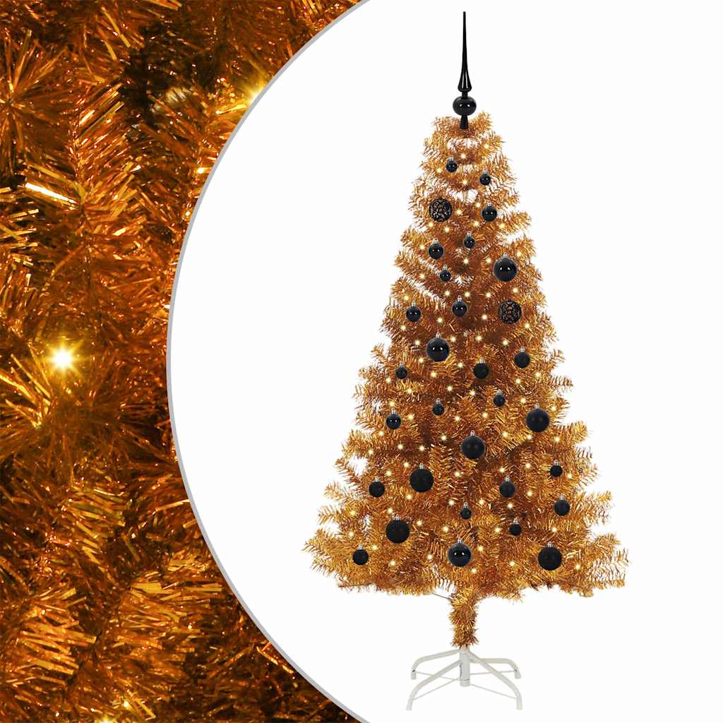 Albero di Natale con 150 LED con supporto Oro 150 cm PET 3396613