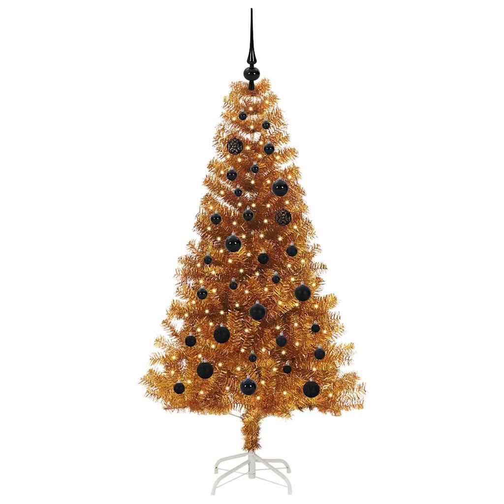 Albero di Natale con 150 LED con supporto Oro 150 cm PET 3396613