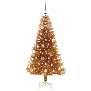 Albero di Natale con 150 LED con supporto Oro 150 cm PET 3396614