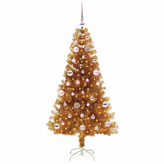 Albero di Natale con 150 LED con supporto Oro 150 cm PET 3396614