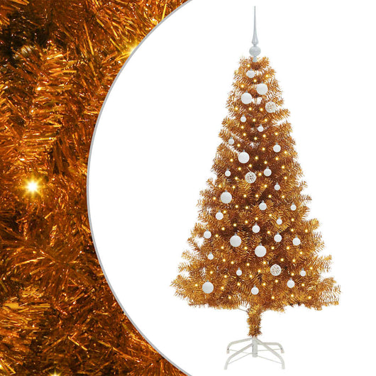 Albero di Natale con 150 LED con supporto Oro 150 cm PET 3396615