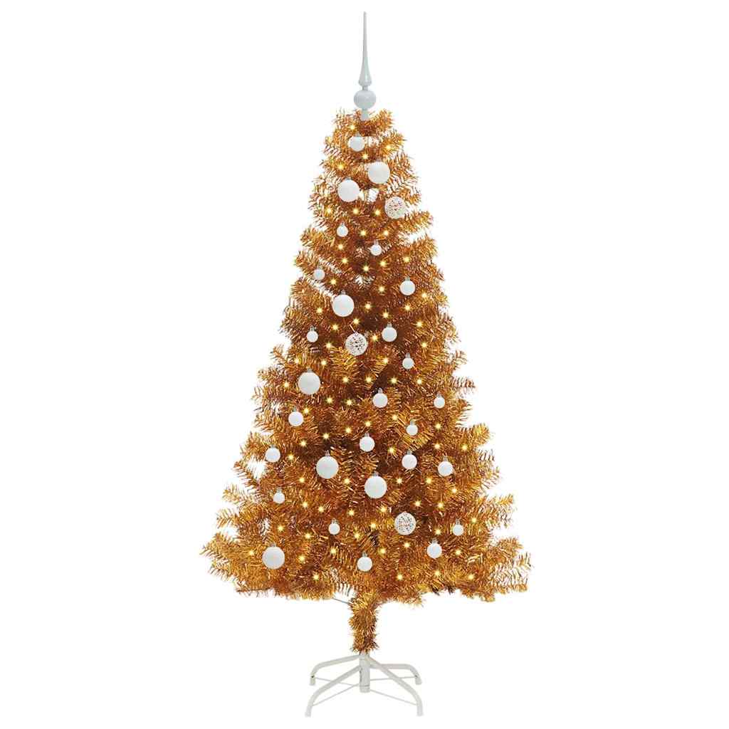 Albero di Natale con 150 LED con supporto Oro 150 cm PET 3396615