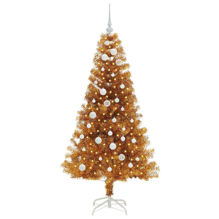 Albero di Natale con 150 LED con supporto Oro 150 cm PET 3396615
