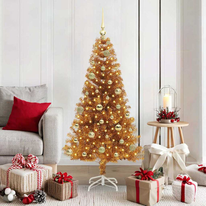 Albero di Natale con 150 LED con supporto Oro 150 cm PET 3396616