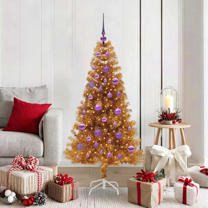 Albero di Natale con 150 LED con supporto Oro 150 cm PET 3396618