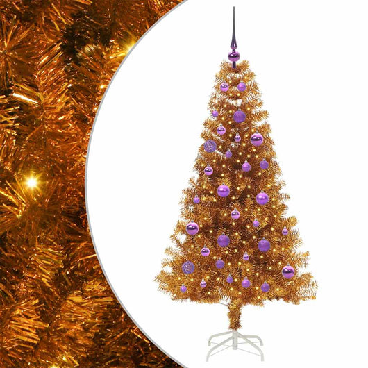 Albero di Natale con 150 LED con supporto Oro 150 cm PET 3396618