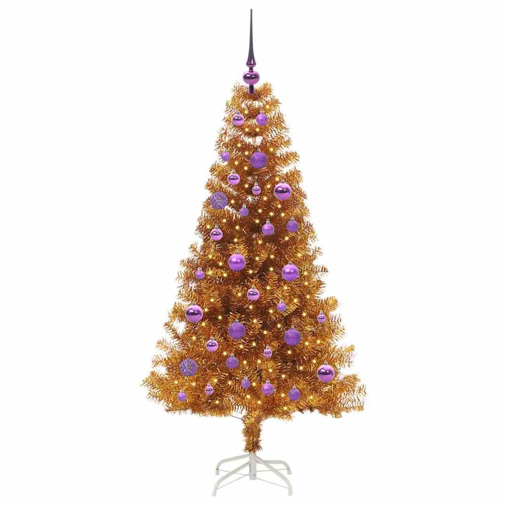 Albero di Natale con 150 LED con supporto Oro 150 cm PET 3396618