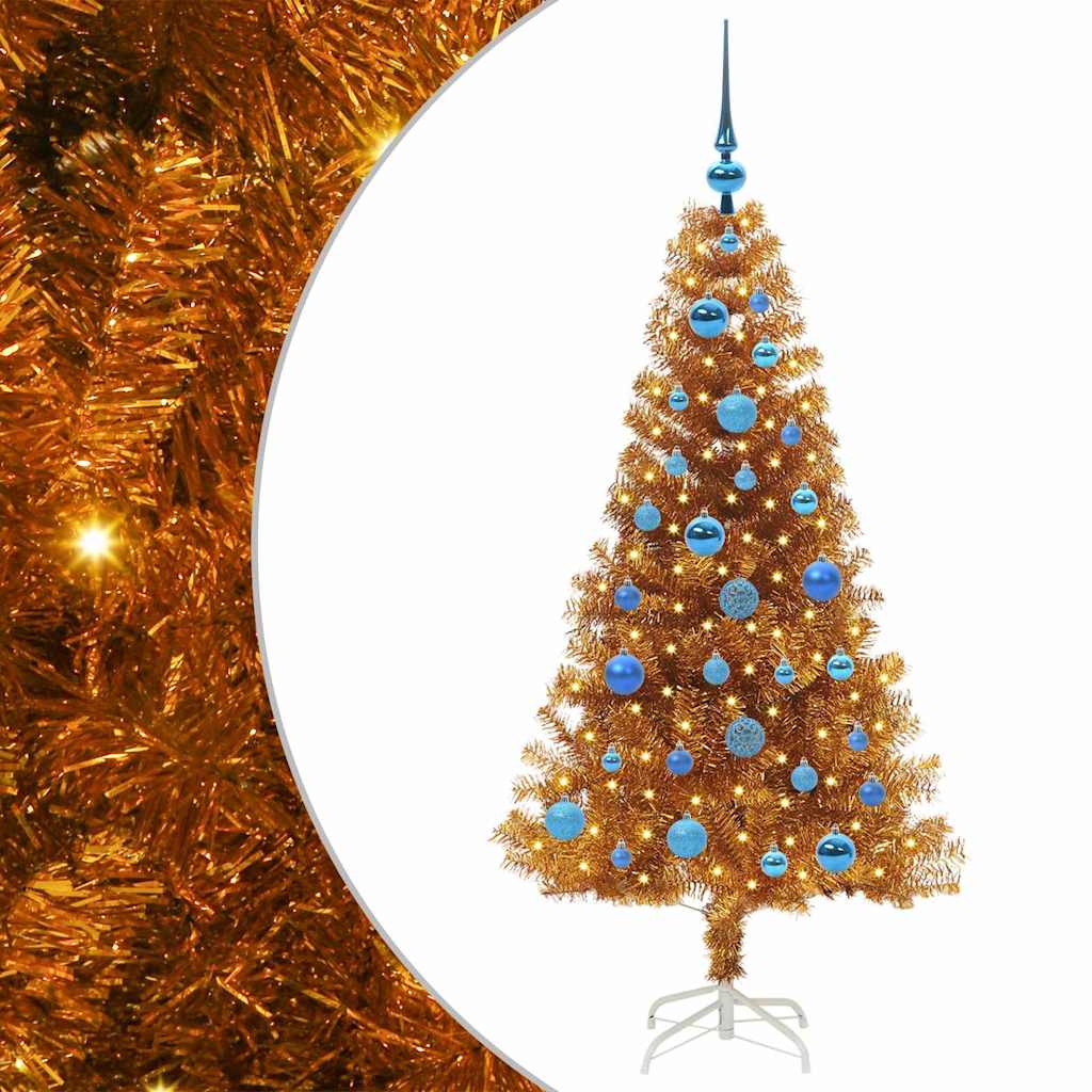 Albero di Natale con 150 LED con supporto Oro 150 cm PET 3396619