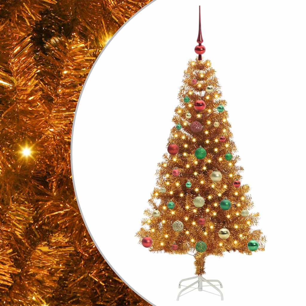 Albero di Natale con 150 LED con supporto Oro 150 cm PET 3396620