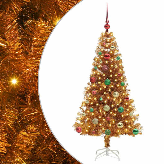 Albero di Natale con 150 LED con supporto Oro 150 cm PET 3396620