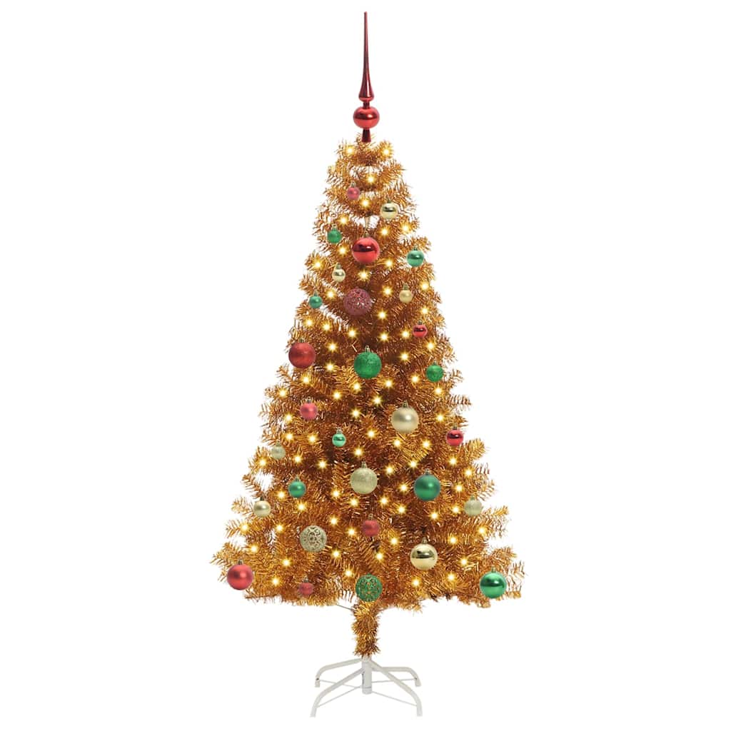 Albero di Natale con 150 LED con supporto Oro 150 cm PET 3396620
