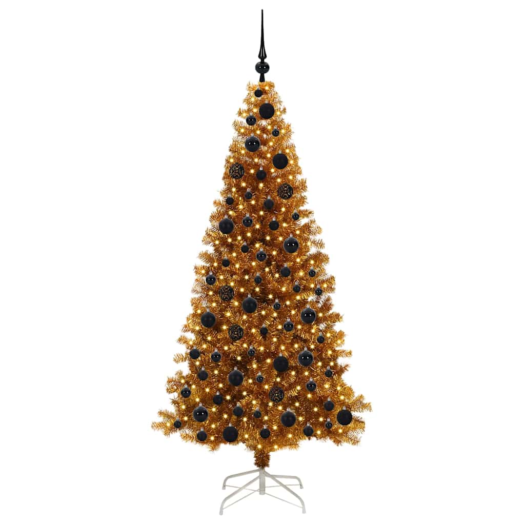 Albero di Natale con 300 LED con supporto Oro 180 cm PET 3396626