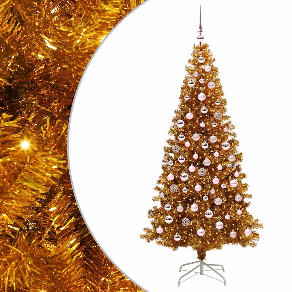 Albero di Natale con 300 LED con supporto Oro 180 cm PET 3396627