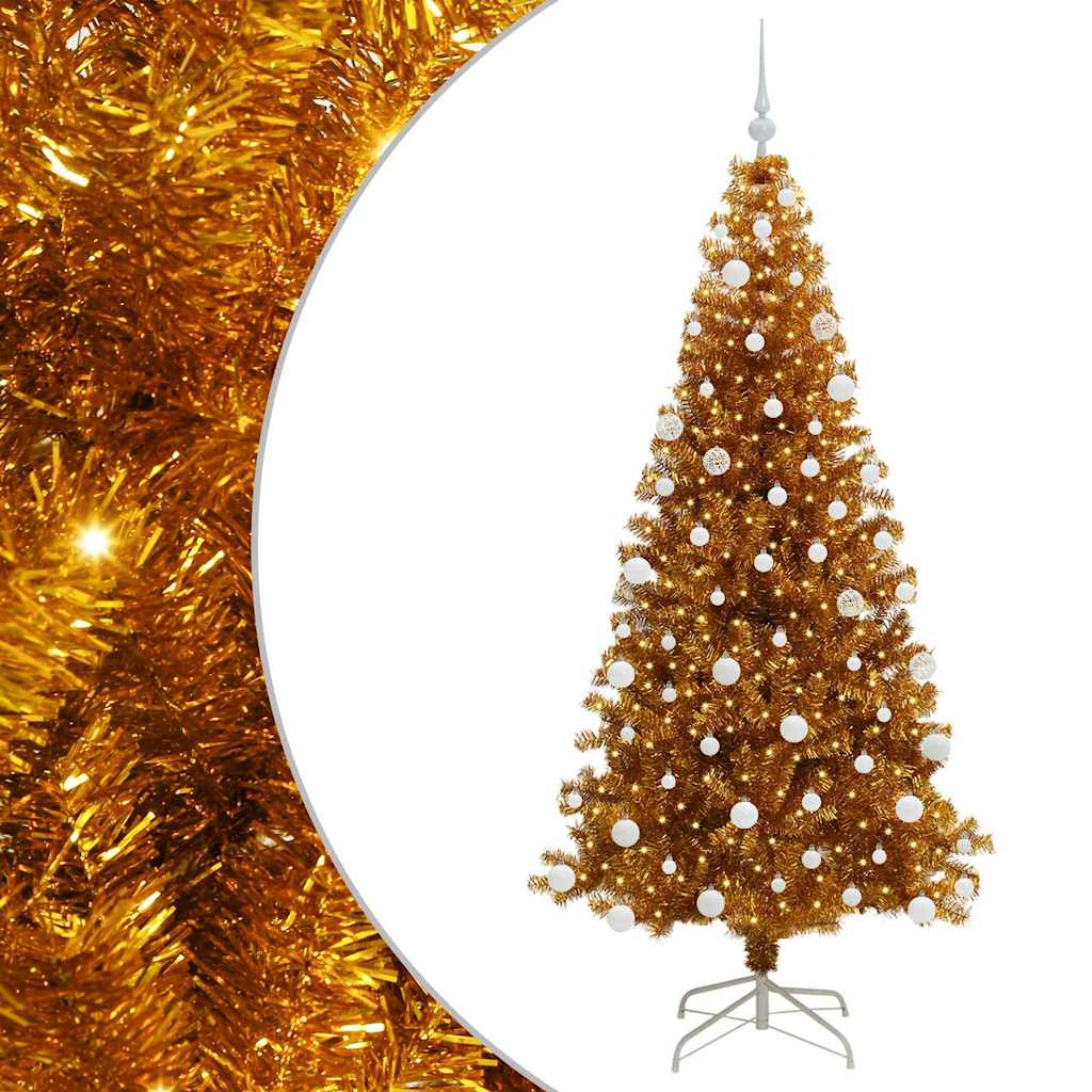 Albero di Natale con 300 LED con supporto Oro 180 cm PET 3396628