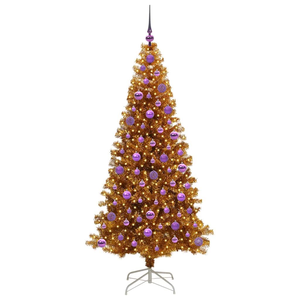 Albero di Natale con 300 LED con supporto Oro 180 cm PET 3396631