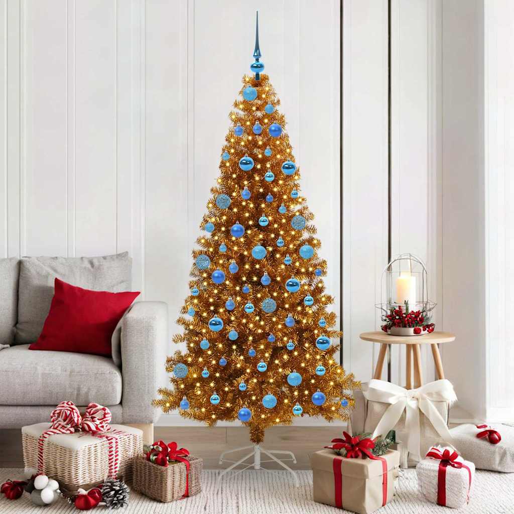 Albero di Natale con 300 LED con supporto Oro 180 cm PET 3396632