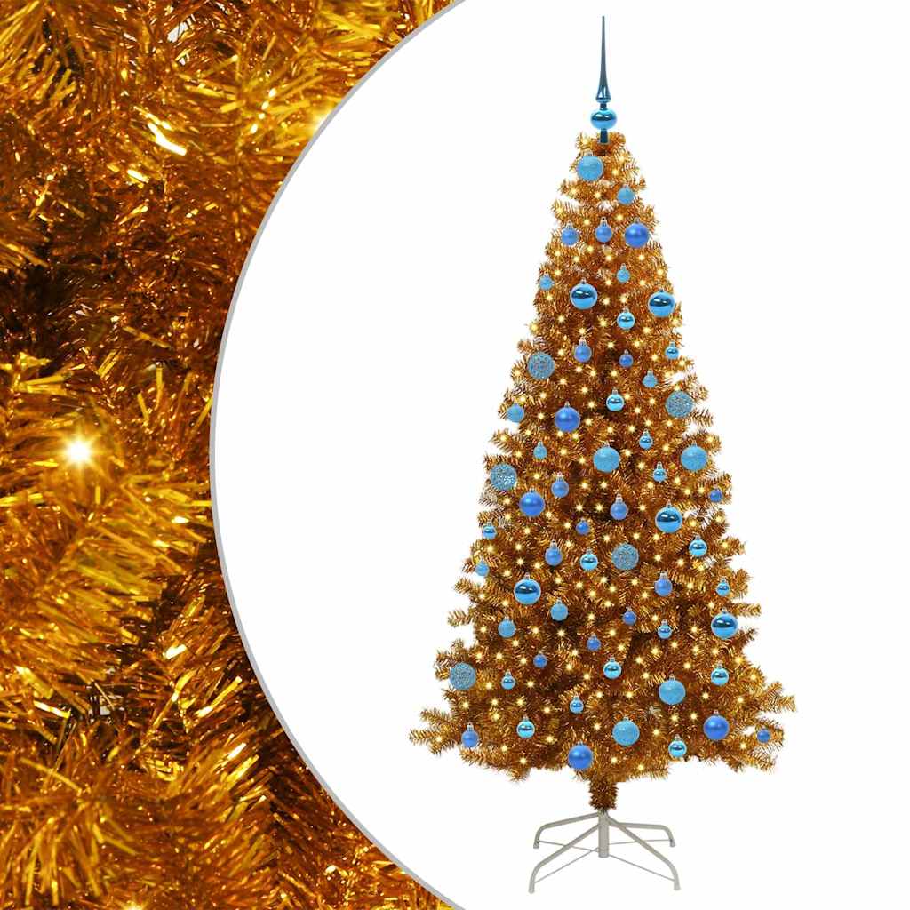 Albero di Natale con 300 LED con supporto Oro 180 cm PET 3396632