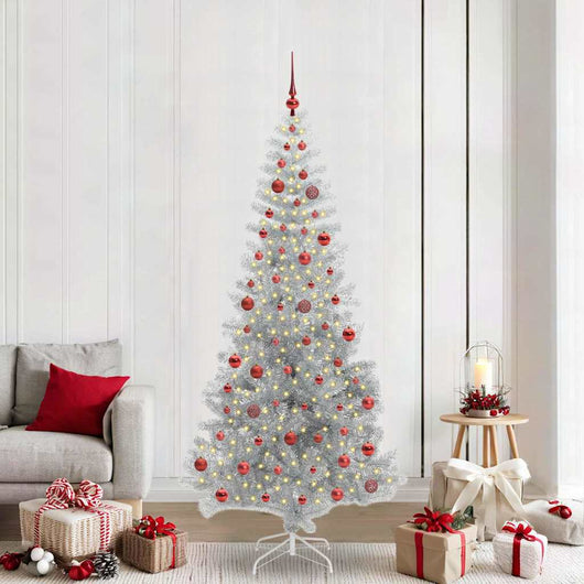Albero di Natale con 300 LED con supporto Argento 210 cm PET 3396683