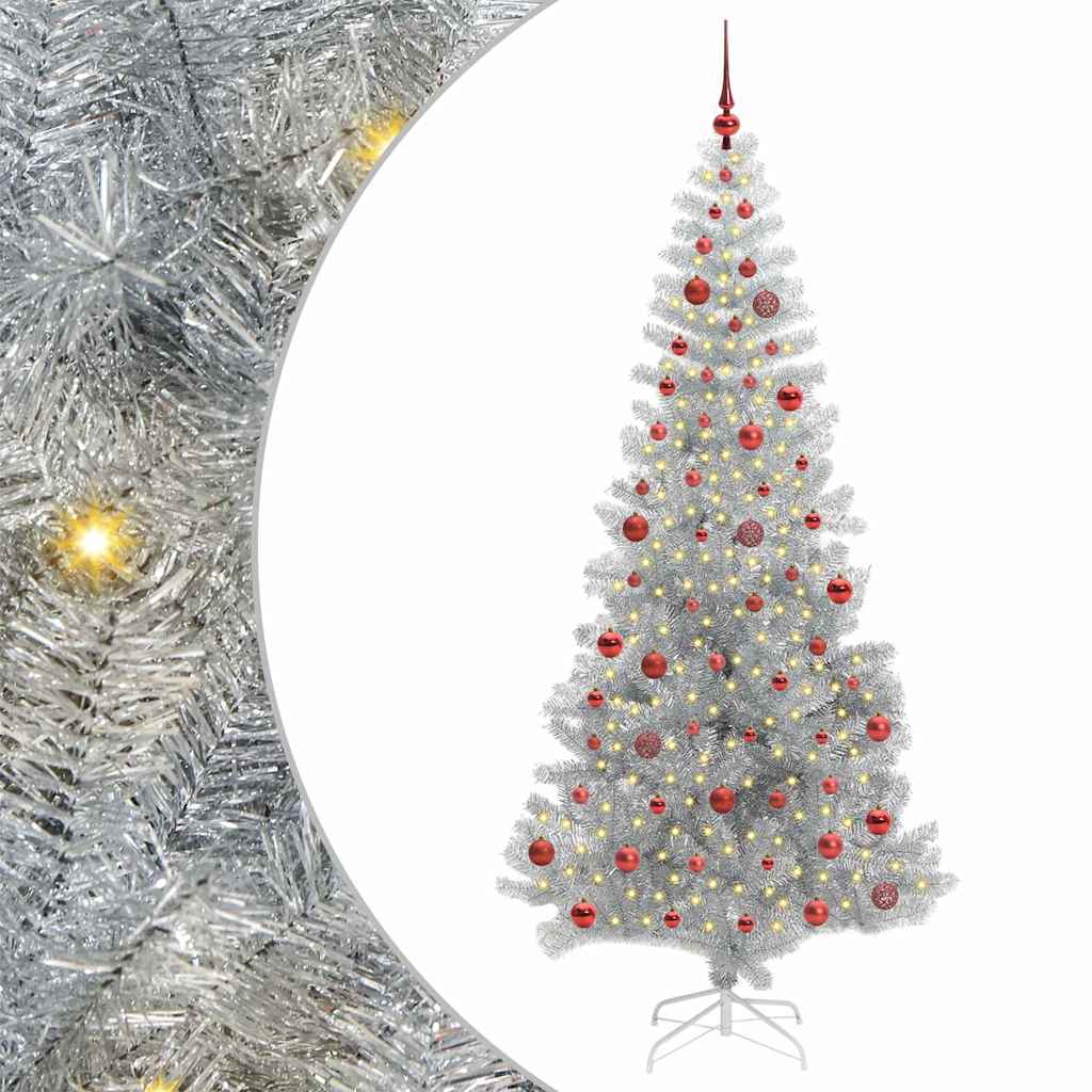 Albero di Natale con 300 LED con supporto Argento 210 cm PET 3396683