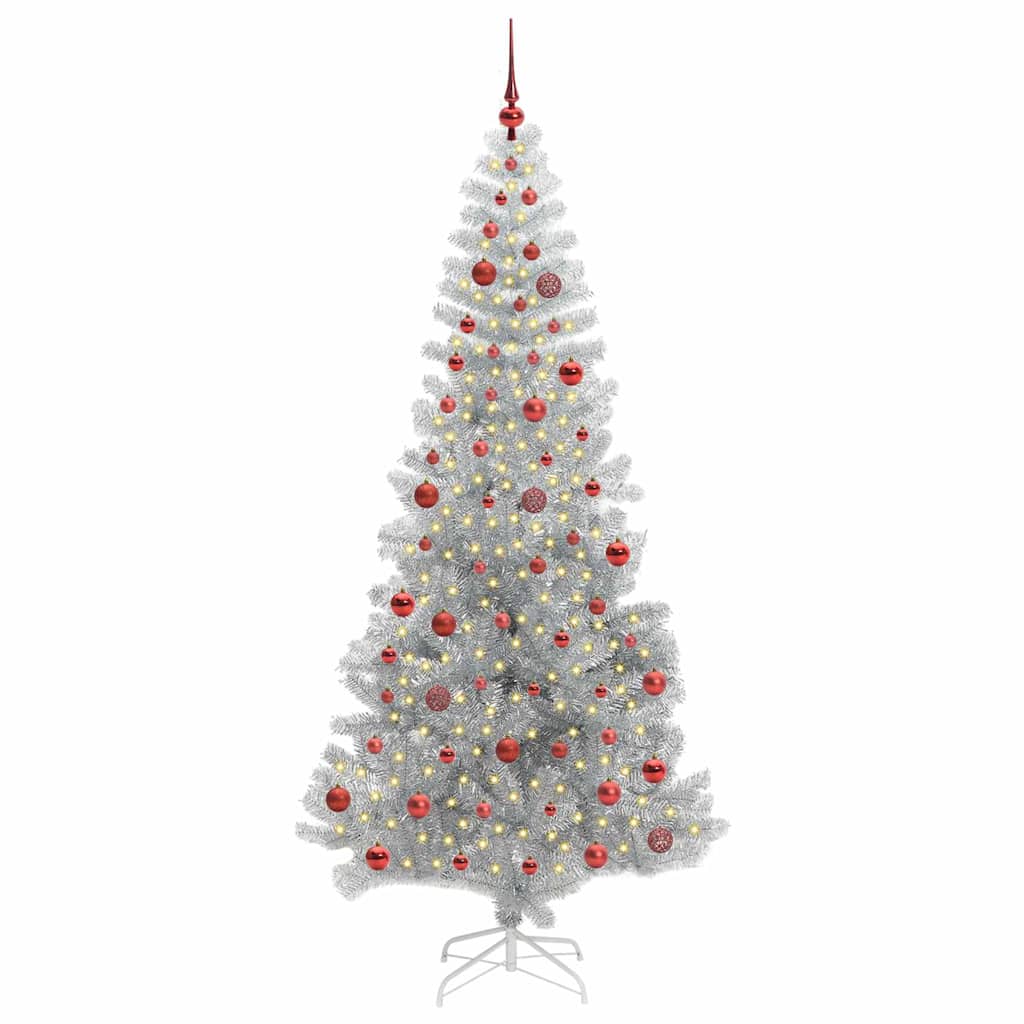 Albero di Natale con 300 LED con supporto Argento 210 cm PET 3396683