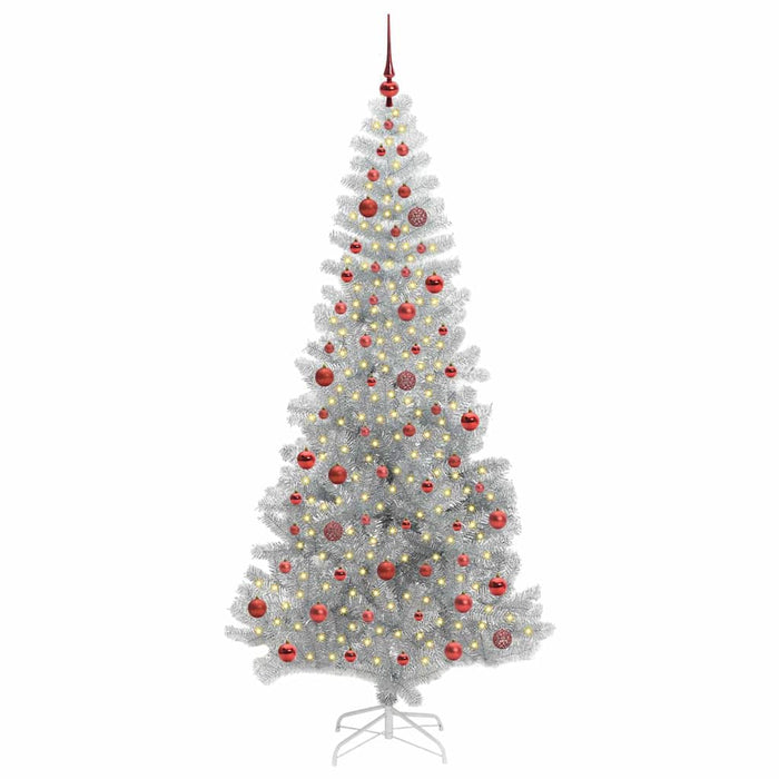 Albero di Natale con 300 LED con supporto Argento 210 cm PET 3396683