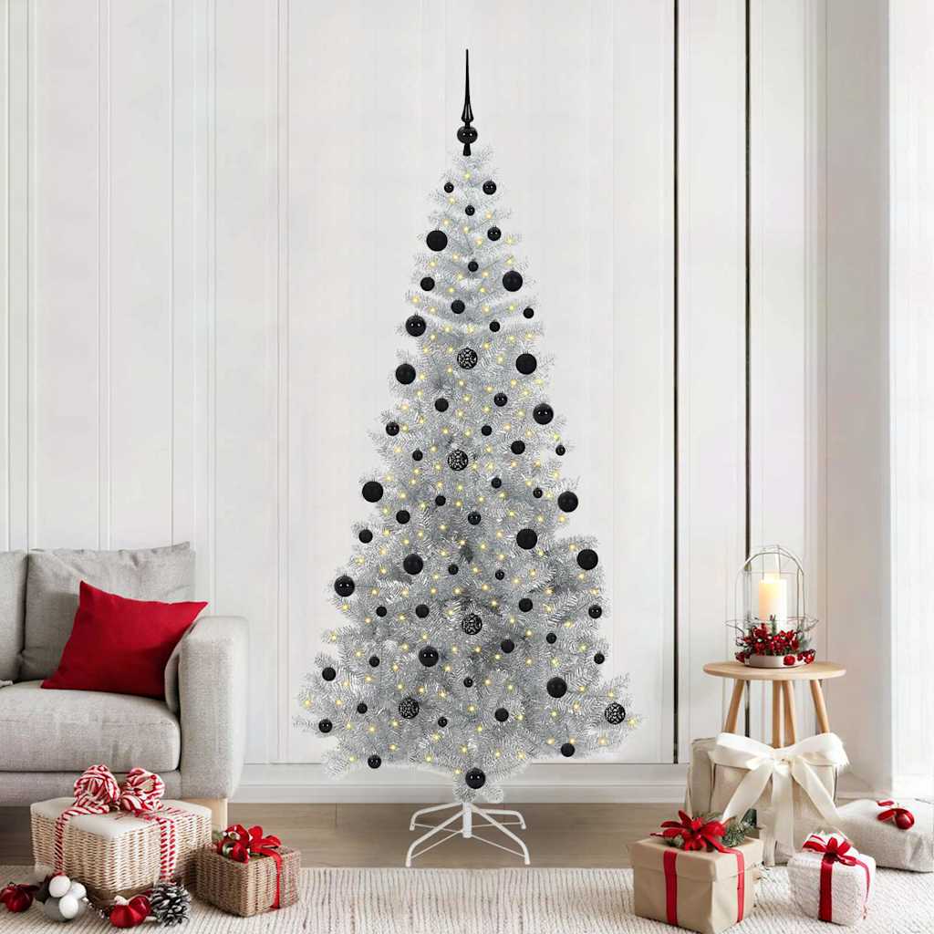 Albero di Natale con 300 LED con supporto Argento 210 cm PET 3396684