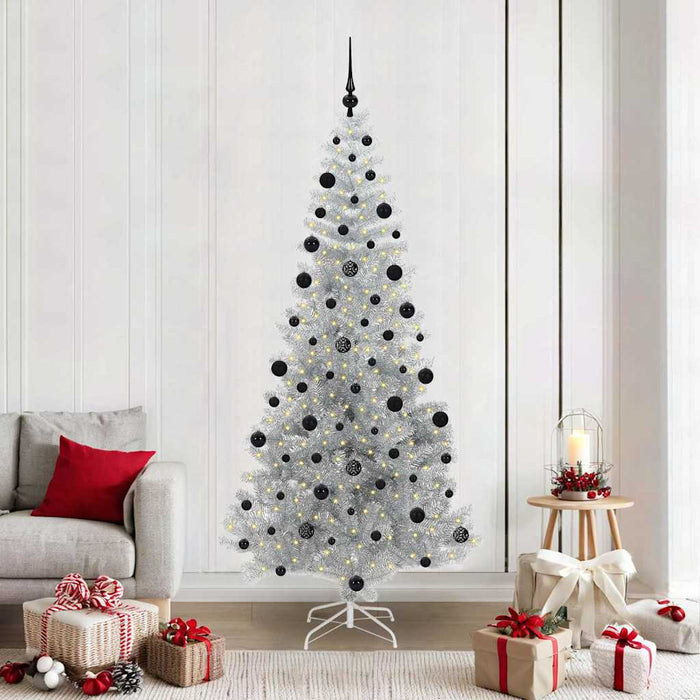 Albero di Natale con 300 LED con supporto Argento 210 cm PET 3396684