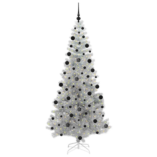 Albero di Natale con 300 LED con supporto-Luci decorative natalizie Argento 210 cm PET 771944