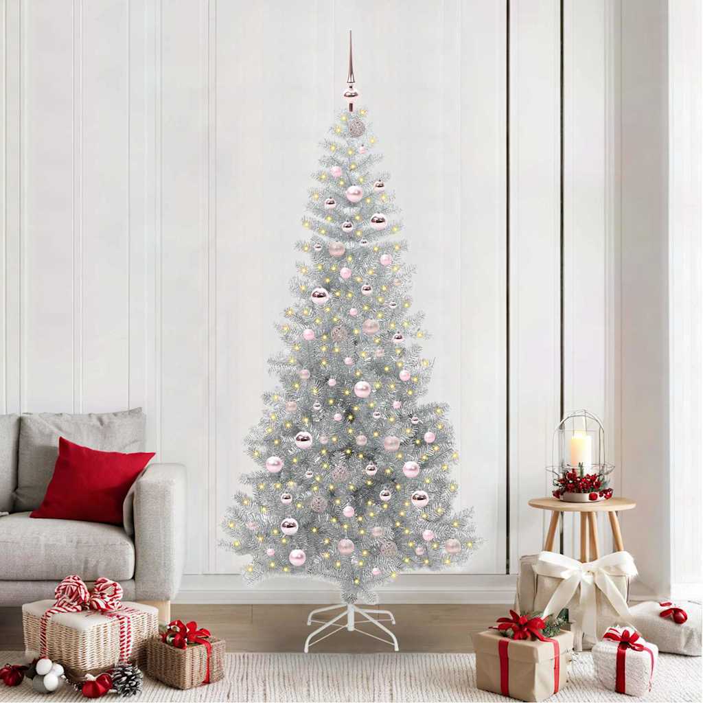 Albero di Natale con 300 LED con supporto Argento 210 cm PET 3396685