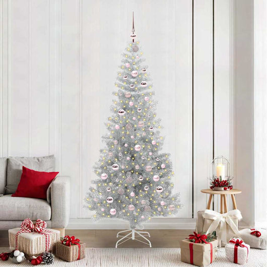Albero di Natale con 300 LED con supporto Argento 210 cm PET 3396685