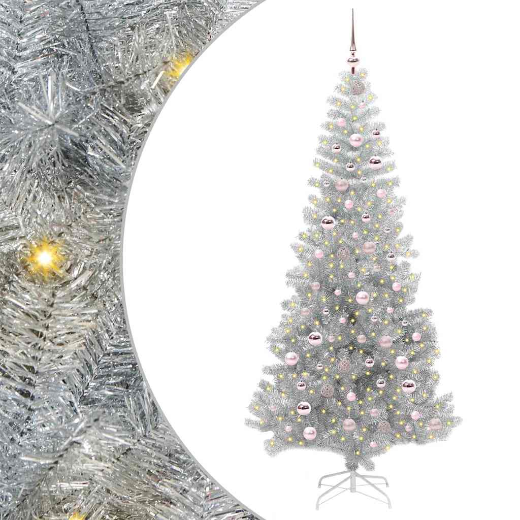 Albero di Natale con 300 LED con supporto Argento 210 cm PET 3396685