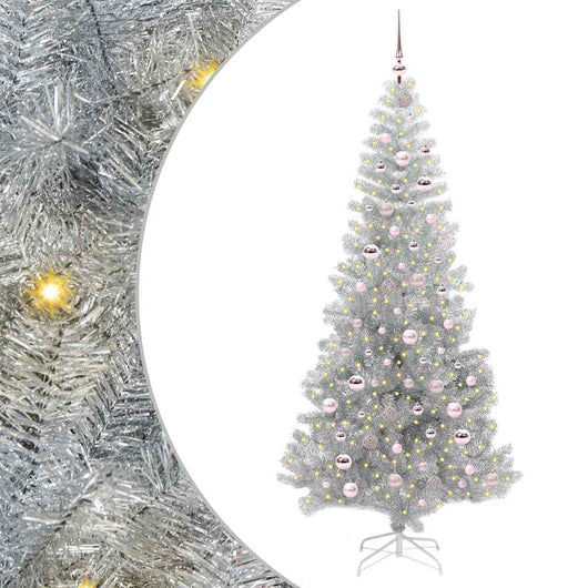 Albero di Natale con 300 LED con supporto Argento 210 cm PET 3396685