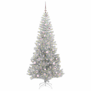 Albero di Natale con 300 LED con supporto-Luci decorative natalizie Argento 210 cm PET 260033